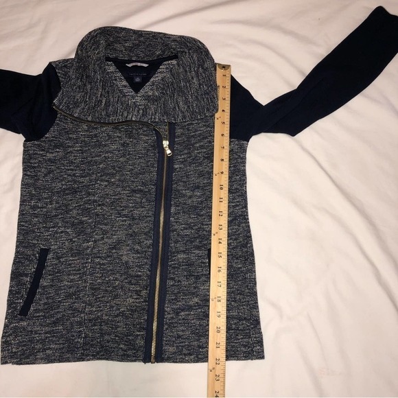 Tommy Hilfiger Athluxe Mixed Fabric Blue Tweed Gold Jacket Extra Small - Picture 4 of 13